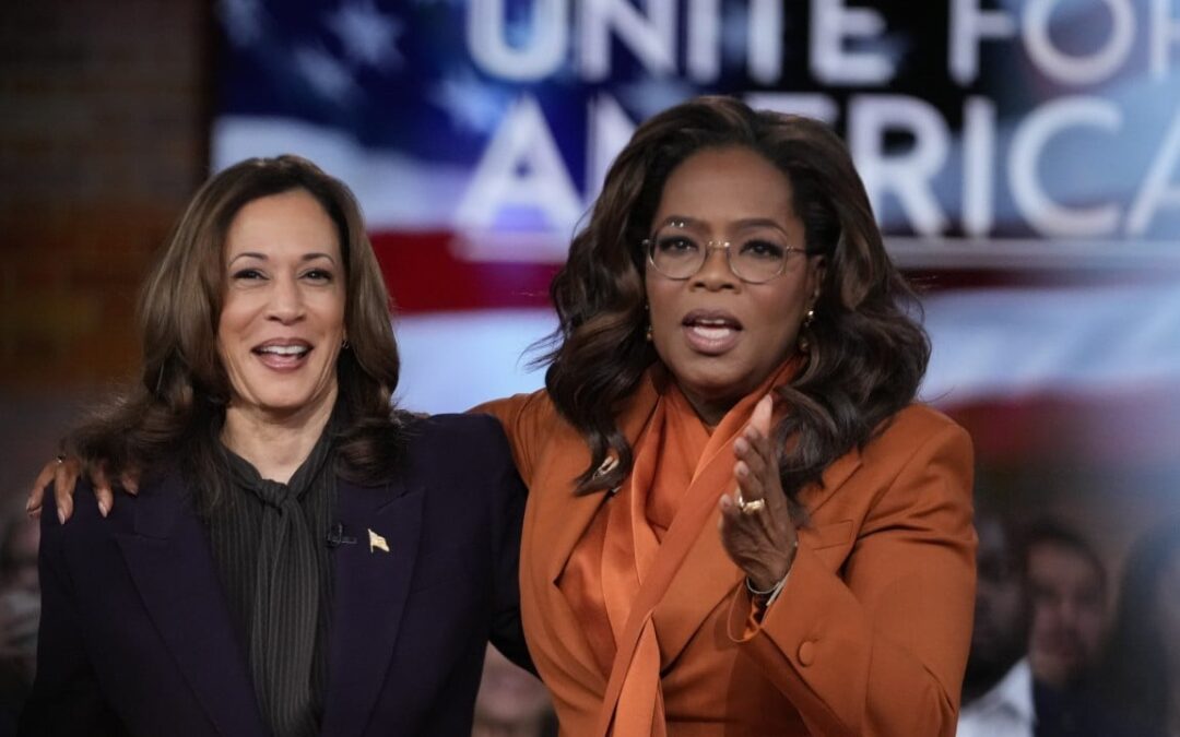 Kamala Harris and Oprah Winfrey hold star-studded election event in US battleground state