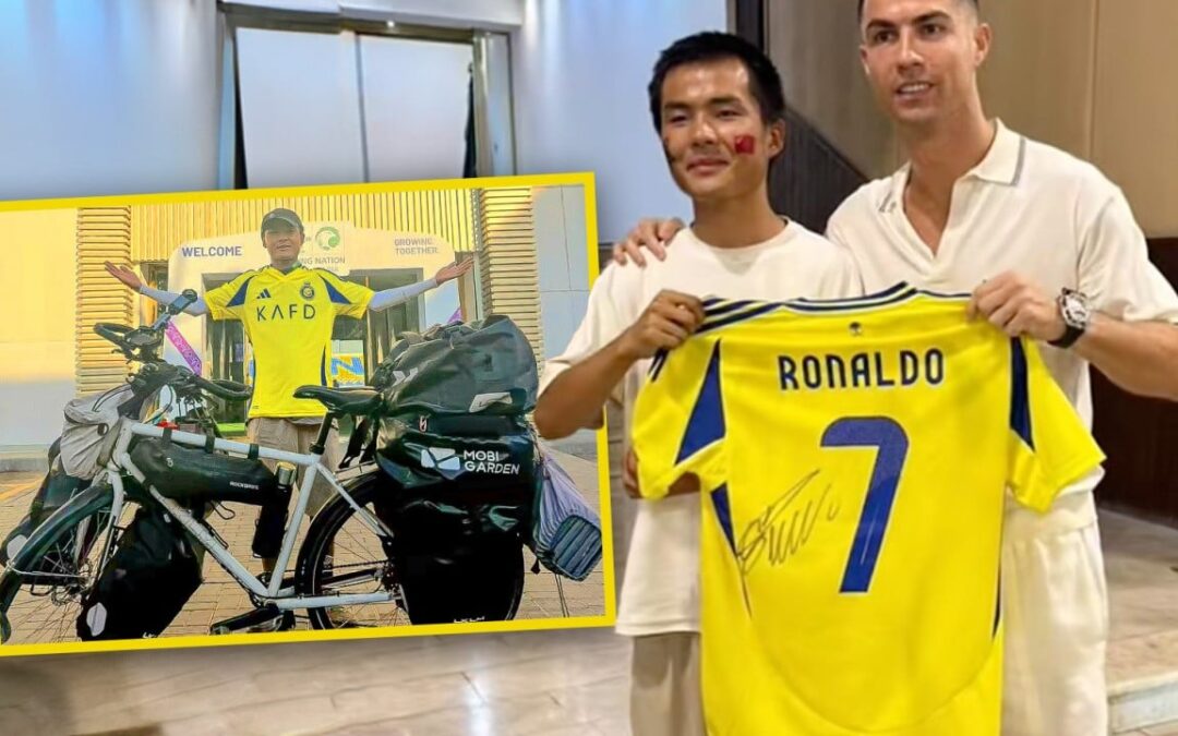 Devoted China Cristiano Ronaldo football fan takes 13,000km bicycle ride to meet idol