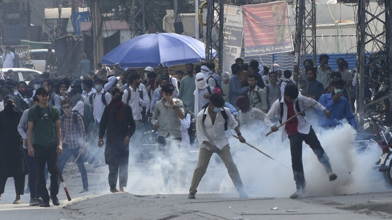 Pakistani police fire tear gas at protesting students as anger spreads over alleged on-campus rape