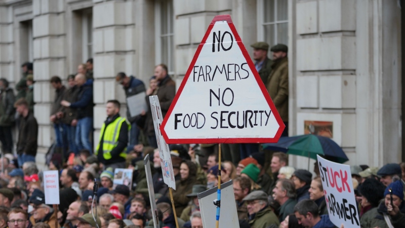 Thousands of U.K. farmers descend on Parliament to protest a tax they say will ruin family farms