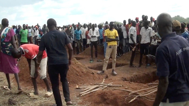 14 people killed when lightning hits a church in a remote refugee camp in Uganda