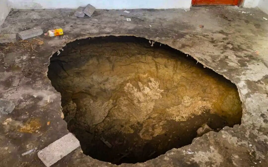 Chinese village’s sinkhole nightmare continues with kitchen floor collapse