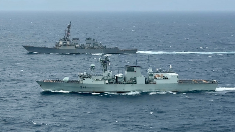 Canada and U.S. warships join forces in South China Sea through contested waters