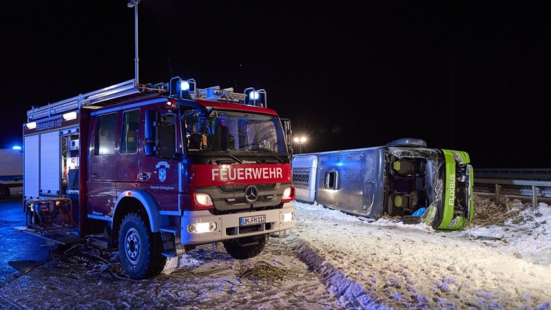 A bus accident on a highway in northeastern Germany leaves two dead